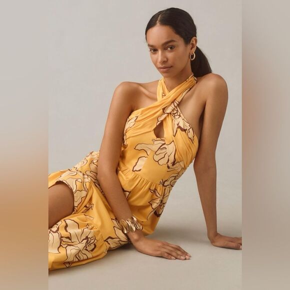 Anthropologie Hutch Floral Halter Maxi Dress Size 8 - Picture 3 of 4